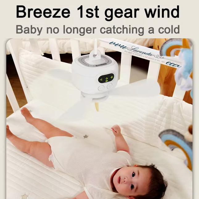 Mini Ceiling Fan Portable Camping Fan With Light & Remote Built In 8000mAh Battery(White)