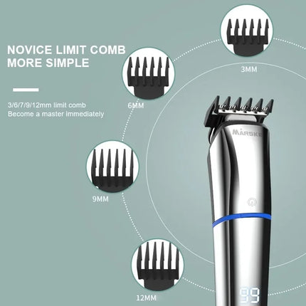 MARSKE 6 In 1 Hair Clipper Grooming Set Rechargeable Razor Carving Nose Hair Trimmer US Plug