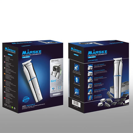 MARSKE 6 In 1 Hair Clipper Grooming Set Rechargeable Razor Carving Nose Hair Trimmer US Plug