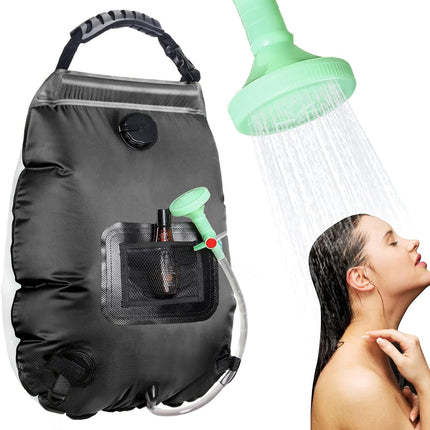 Unniweei Solar Portable Shower Bag, 5 Gal/20L Solar Heating Camping Shower Bag with Removable Hose&On-Off Switchable Shower Head, Compact Camping Shower for Camping, Hiking, Traveling, Beach Swimming