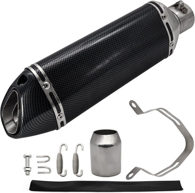 Motorcycle Slip On Muffler,1.5-2" Carbon Fiber Unversal Slip on Silencers & Mufflers For Dirt Bike Street Bike Scooter ATV