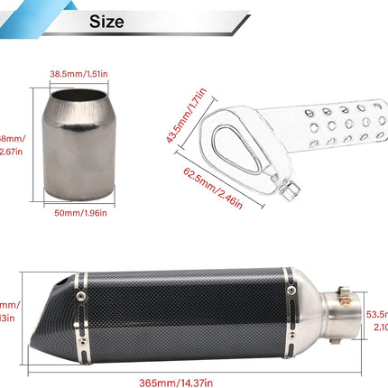 Motorcycle Slip On Muffler,1.5-2" Carbon Fiber Unversal Slip on Silencers & Mufflers For Dirt Bike Street Bike Scooter ATV