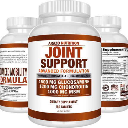 Glucosamine Chondroitin Turmeric Msm Boswellia - Joint Support Supplement for Relief 180 Tablets for Bones, Back,