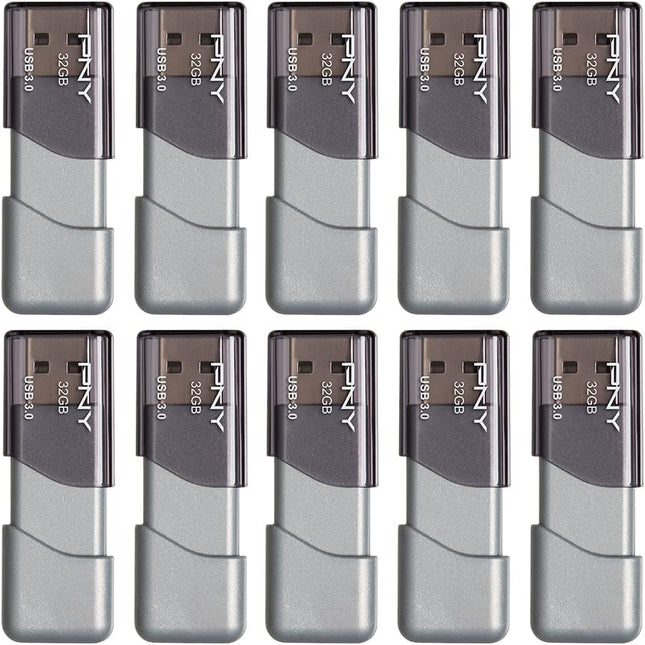 PNY 32GB Turbo Attaché 3 USB 3.0 Flash Drive, Silver