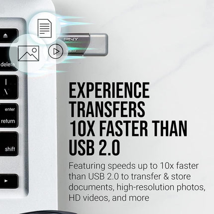 PNY 32GB Turbo Attaché 3 USB 3.0 Flash Drive, Silver