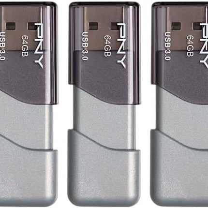 PNY 64GB Turbo Attaché 3 USB 3.0 Flash Drive, Silver