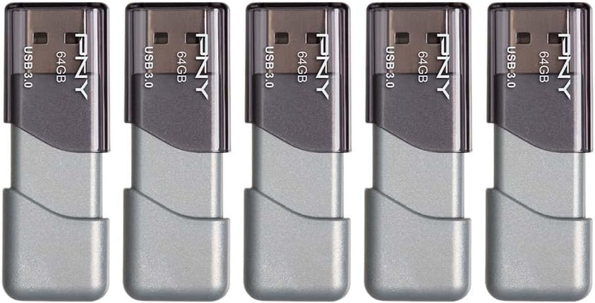 PNY 64GB Turbo Attaché 3 USB 3.0 Flash Drive, Silver