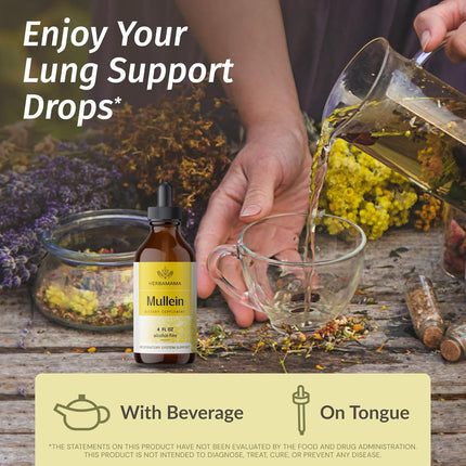 Mullein Leaf Tincture - Lung Cleanse - Vegan Mullein Drops - Lung Detox - Respiratory Health and Immune Support