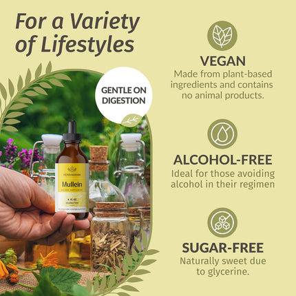 Mullein Leaf Tincture - Lung Cleanse - Vegan Mullein Drops - Lung Detox - Respiratory Health and Immune Support