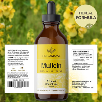 Mullein Leaf Tincture - Lung Cleanse - Vegan Mullein Drops - Lung Detox - Respiratory Health and Immune Support