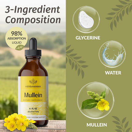 Mullein Leaf Tincture - Lung Cleanse - Vegan Mullein Drops - Lung Detox - Respiratory Health and Immune Support