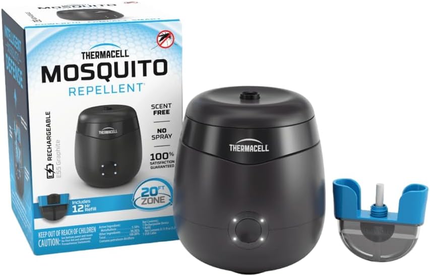 Thermacell Patio Shield E55 Mosquito Repellent E-Series Rechargeable Repeller; 20' Mosquito Protection Zone; Includes