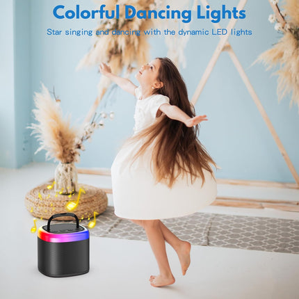JYX Mini Karaoke Machine, Portable Bluetooth Karaoke Speaker Unpowered Cabinets with 2 Wireless Microphones and Party Lights for Kids and Adults, Birthday Gifts for Girls Boys Family Home Party(Black)