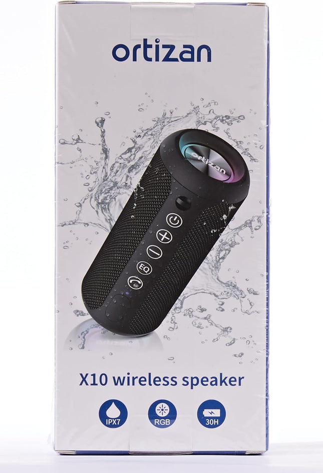 Ortizan Portable Bluetooth Speakers, IPX7 Waterproof Wireless Speaker with 24W Loud Stereo Sound, Deep Bass, Bluetooth 5.3, RGB Lights, Dual Pairing, 30H Playtime for Home, Outdoor, Party, Beach