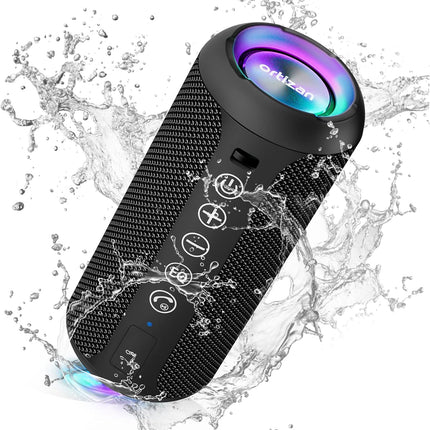 Ortizan Portable Bluetooth Speakers, IPX7 Waterproof Wireless Speaker with 24W Loud Stereo Sound, Deep Bass, Bluetooth 5.3, RGB Lights, Dual Pairing, 30H Playtime for Home, Outdoor, Party, Beach