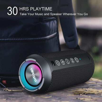 Ortizan Portable Bluetooth Speakers, IPX7 Waterproof Wireless Speaker with 24W Loud Stereo Sound, Deep Bass, Bluetooth 5.3, RGB Lights, Dual Pairing, 30H Playtime for Home, Outdoor, Party, Beach
