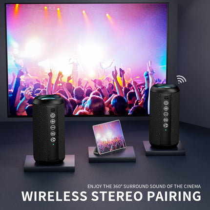 Ortizan Portable Bluetooth Speakers, IPX7 Waterproof Wireless Speaker with 24W Loud Stereo Sound, Deep Bass, Bluetooth 5.3, RGB Lights, Dual Pairing, 30H Playtime for Home, Outdoor, Party, Beach