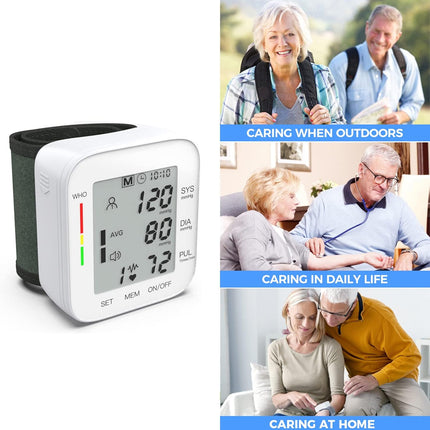 MMIZOO Wrist Blood Pressure Monitor Bp Monitor Large LCD Display Blood Pressure Machine Adjustable Wrist Cuff 5.317.68inch Automatic 99x2 Sets Memory with Carrying Case for Home Use (W1681)