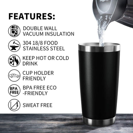 EcoMozz 20oz Tumbler Bulk Stainless Steel Vacuum Insulated Tumblers with Lid Double Wall Travel Mug, Durable PowderCoated Coffee Cup, Suitable for Ice Drinks and Hot Beverage