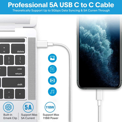 Mac Book Pro Charger - 118W USB C Fast Charger Power Adapter Compatible with USB C Port MacBook Pro/MacBook Air16 15 14 13 Inch, New iPad Pro and All USB C Device, Included 7.2ft USB C Charge Cable
