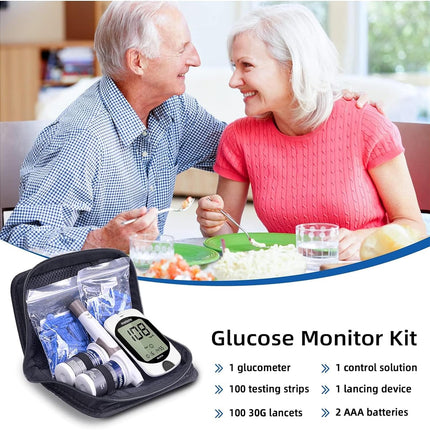 Metene TD-4116 Blood Glucose Monitor Kit, 100 Glucometer Strips, 100 Lancets, 1 Blood Sugar Monitor, Blood SugarTest Kit with Control Solution, Lancing Device, No Coding, Large Display