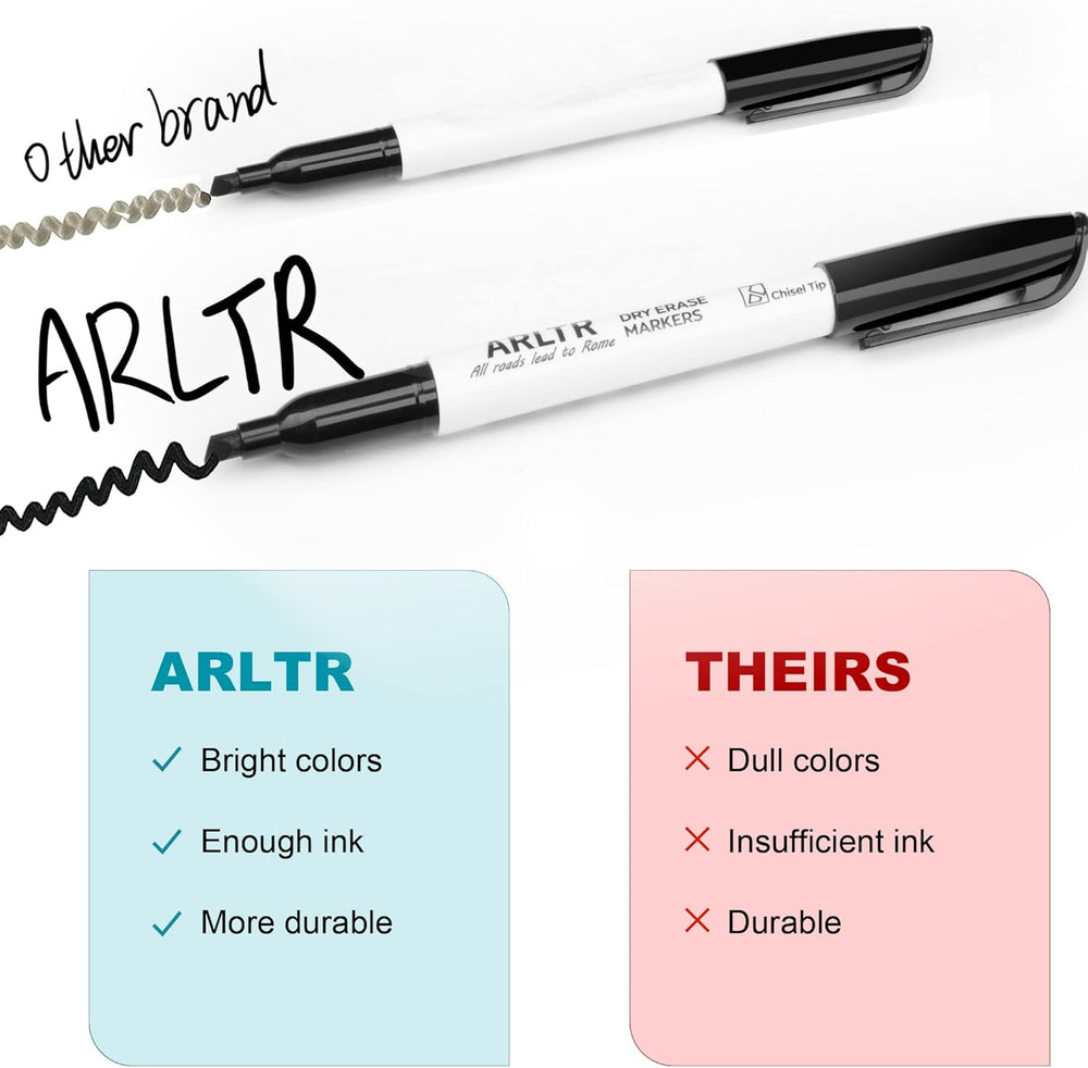 ARLTR Dry Erase Markers Bulk, Black Whiteboard Markers with Chisel Tip, Low Odor Dry Erase Markers forSchool Office Home