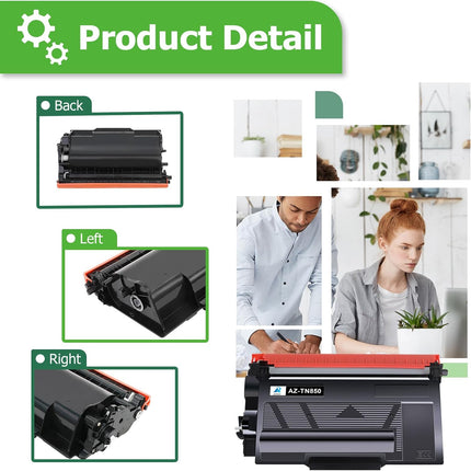 Aztech Compatible Toner Cartridge Replacement for Brother TN 850 TN850 TN-850 TN820 TN-820 HL-L6200DW MFC-L5850DW MFC-L5900DW MFC-L5700DW HL-L5200DW MFC-l5800DW Printer Ink High Yield (Black, 2-Pack)