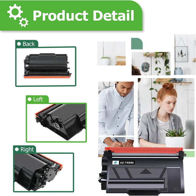 Aztech Compatible Toner Cartridge Replacement for Brother TN 850 TN850 TN-850 TN820 TN-820 HL-L6200DW MFC-L5850DW MFC-L5900DW MFC-L5700DW HL-L5200DW MFC-l5800DW Printer Ink High Yield (Black, 2-Pack)