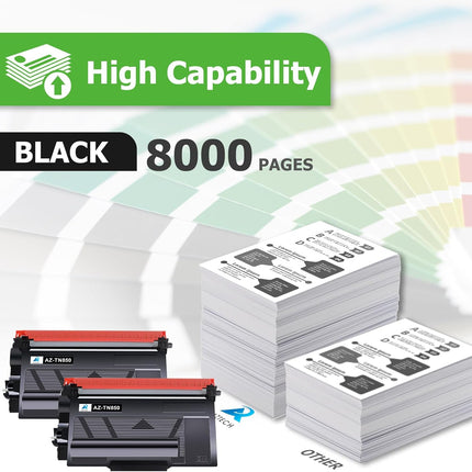 Aztech Compatible Toner Cartridge Replacement for Brother TN 850 TN850 TN-850 TN820 TN-820 HL-L6200DW MFC-L5850DW MFC-L5900DW MFC-L5700DW HL-L5200DW MFC-l5800DW Printer Ink High Yield (Black, 2-Pack)