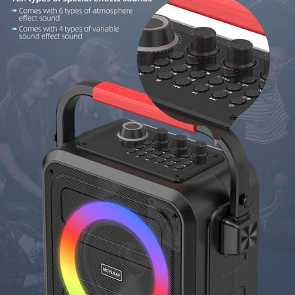 Karaoke Machine for Adults & Kids, Bluetooth Karaoke Speaker with Two Wireless Karaoke Microphones, PA System Speaker Supports TF Card/USB, AUX in, REC, Bass & Treble for Party/Meeting/Adults/Kids