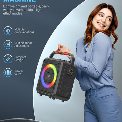 Karaoke Machine for Adults & Kids, Bluetooth Karaoke Speaker with Two Wireless Karaoke Microphones, PA System Speaker Supports TF Card/USB, AUX in, REC, Bass & Treble for Party/Meeting/Adults/Kids