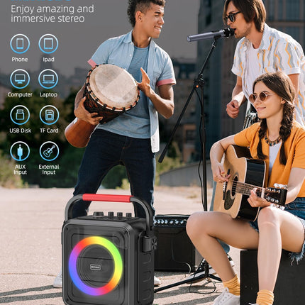 Karaoke Machine for Adults & Kids, Bluetooth Karaoke Speaker with Two Wireless Karaoke Microphones, PA System Speaker Supports TF Card/USB, AUX in, REC, Bass & Treble for Party/Meeting/Adults/Kids