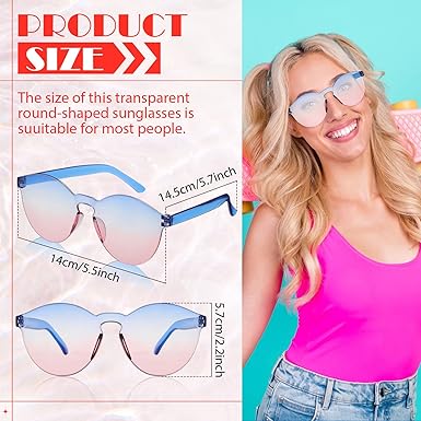 Hoteam Colored Sunglasses Bulk Rimless Sunglasses Colorful Transparent Candy Sunglasses Tinted EyewearColored Retro Glasses Eyewear for Women Men Adult, 24 Colors