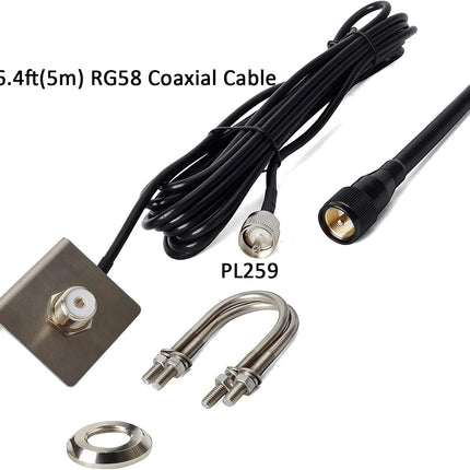 HYS VHF Marine Antenna Low-Profile 156-163Mhz Antennas W/16.4ft(5m) RG58 Low Loss Premium Coaxial Cable with PL259