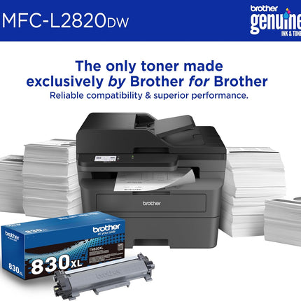 Brother MFC-L2820DW Wireless Compact Monochrome All-in-One Laser Printer with Copy, Scan and Fax, Duplex, Black &White | includes Refresh Subscription Trial(1), Amazon Dash Replenishment Ready