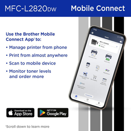 Brother MFC-L2820DW Wireless Compact Monochrome All-in-One Laser Printer with Copy, Scan and Fax, Duplex, Black &White | includes Refresh Subscription Trial(1), Amazon Dash Replenishment Ready