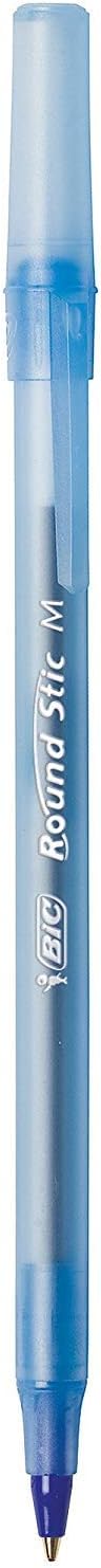 BIC Round Stic Xtra Life Blue Ballpoint Pens, Medium Point (1.0mm), Flexible Round Barrel for Writing Comfort, No. 1 Selling Ballpoint Pens