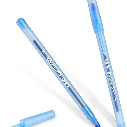 BIC Round Stic Xtra Life Blue Ballpoint Pens, Medium Point (1.0mm), Flexible Round Barrel for Writing Comfort, No. 1 Selling Ballpoint Pens