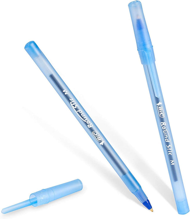 BIC Round Stic Xtra Life Blue Ballpoint Pens, Medium Point (1.0mm), Flexible Round Barrel for Writing Comfort, No. 1 Selling Ballpoint Pens