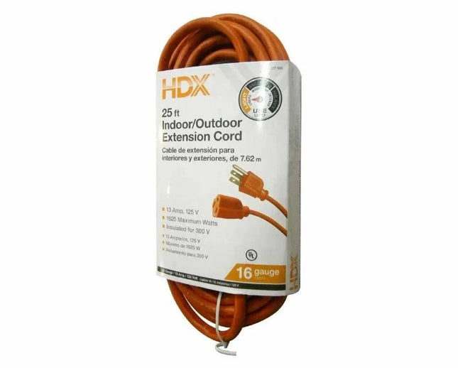 HDX 25 ft. 16/3 Light Duty Indoor/Outdoor Extension Cord, Orange