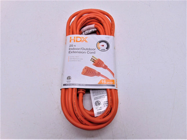 HDX 25 ft. 16/3 Light Duty Indoor/Outdoor Extension Cord, Orange
