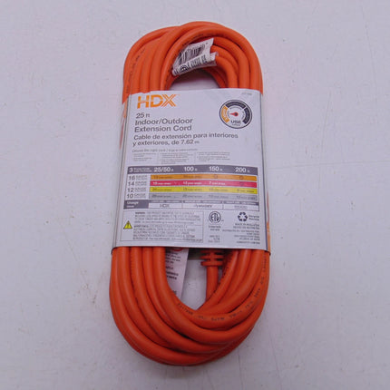 HDX 25 ft. 16/3 Light Duty Indoor/Outdoor Extension Cord, Orange