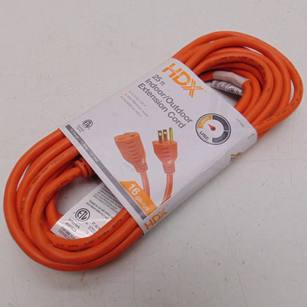 HDX 25 ft. 16/3 Light Duty Indoor/Outdoor Extension Cord, Orange