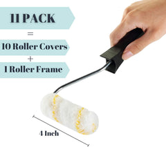 Bates- Paint Rollers, 4 inch Paint Roller with 10 Covers, Small Paint Roller, Paint Rollers for Painting Walls, Mini Rollers forPainting, Paint Roller Small, Paint Roller Frame, Wall Painting Tool