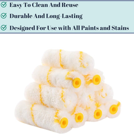 Bates- Paint Rollers, 4 inch Paint Roller with 10 Covers, Small Paint Roller, Paint Rollers for Painting Walls, Mini Rollers forPainting, Paint Roller Small, Paint Roller Frame, Wall Painting Tool