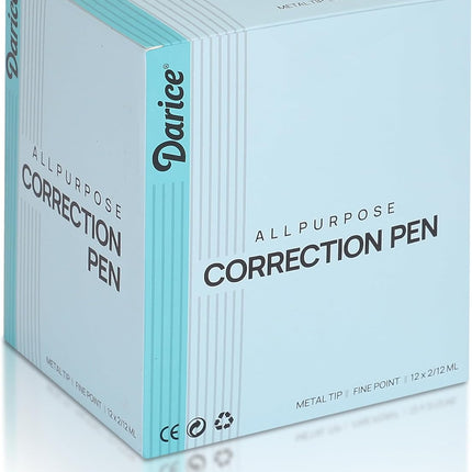 Darice Liquid Correction Pen Multi-Purpose Liquid White Out Pen with Metal Tip for School, Office & Home