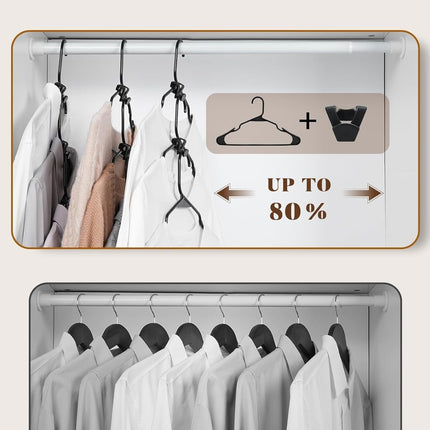 HOUSE DAY Black Plastic Hanger Connector Hooks, Premium Slim Clothes Notched HangersSpace Saving, Heavy Duty Closet Hangers for Coat, Suit, Shirt, Dress