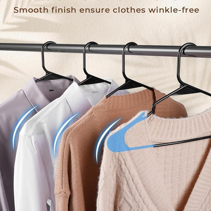 HOUSE DAY Black Plastic Hanger Connector Hooks, Premium Slim Clothes Notched HangersSpace Saving, Heavy Duty Closet Hangers for Coat, Suit, Shirt, Dress