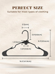 HOUSE DAY Black Plastic Hanger Connector Hooks, Premium Slim Clothes Notched HangersSpace Saving, Heavy Duty Closet Hangers for Coat, Suit, Shirt, Dress