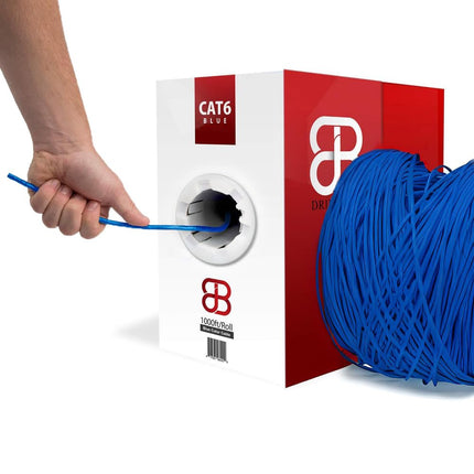 DRIPSTONE CAT6 1000ft 23AWG 550Mhz Solid UTP Ethernet Cable RJ45 CCA Bulk Network LAN Wire RJ45 Easy Pull Box(Dark Blue)